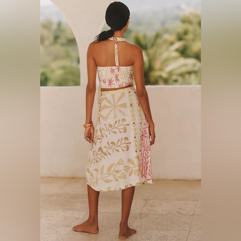 WOOL + NATURE x Celandine Linen Blend Buckle Wrap Tank Top & Skirt Set - Picture 2 of 5